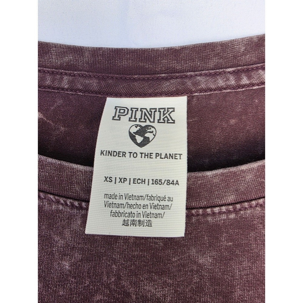 PINK Victoria's Secret Mineral Wash Ruched Side T-Shirt Dress Burgundy-Brown XS - Picture 3 of 7
